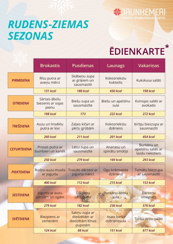 Rudens-ziemas ēdienkarte