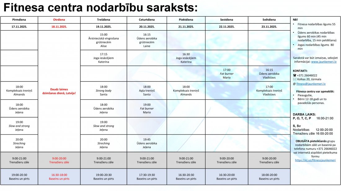 Nodarb'ibu grafiks no 17.11.2025. lidz 23.11.2025.